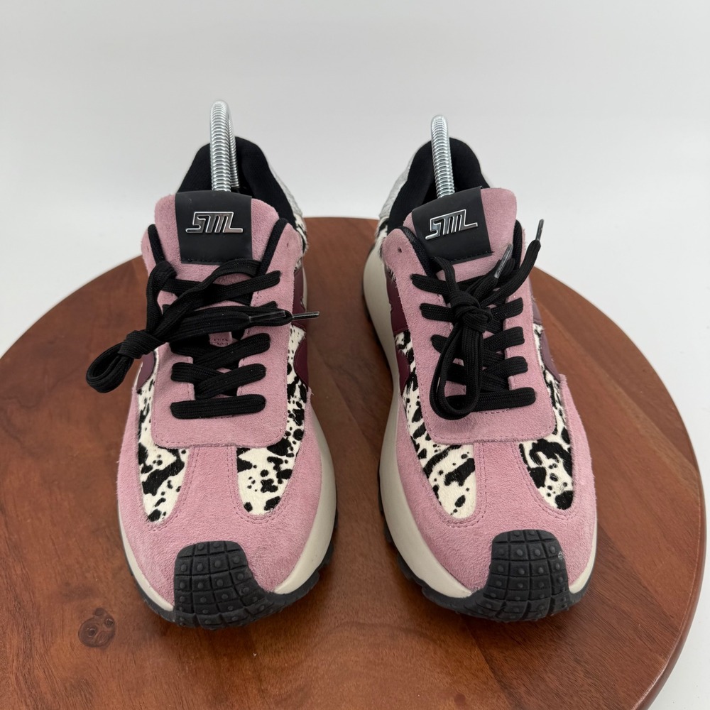 Steve Madden Supercampo  Pink Leopard Calf Hair Platform Sneakers  Womens 10M - Picture 9 of 11